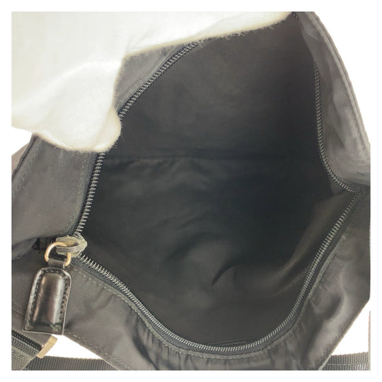 PRADA Shoulder Bag Nylon Black Silver Metal Crossbody Shoulder Bag Sacoche Test Triangle With logo mens Used Authentic
