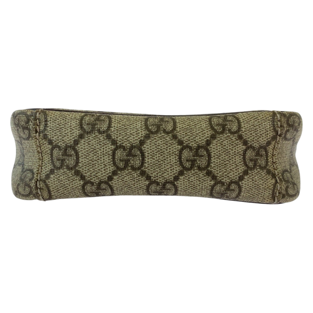 GUCCI Shoulder Bag 122754 GG Supreme Canvas Beige Brown SilverMetal Crossbody Shoulder Bag Pochette Women Used Authentic