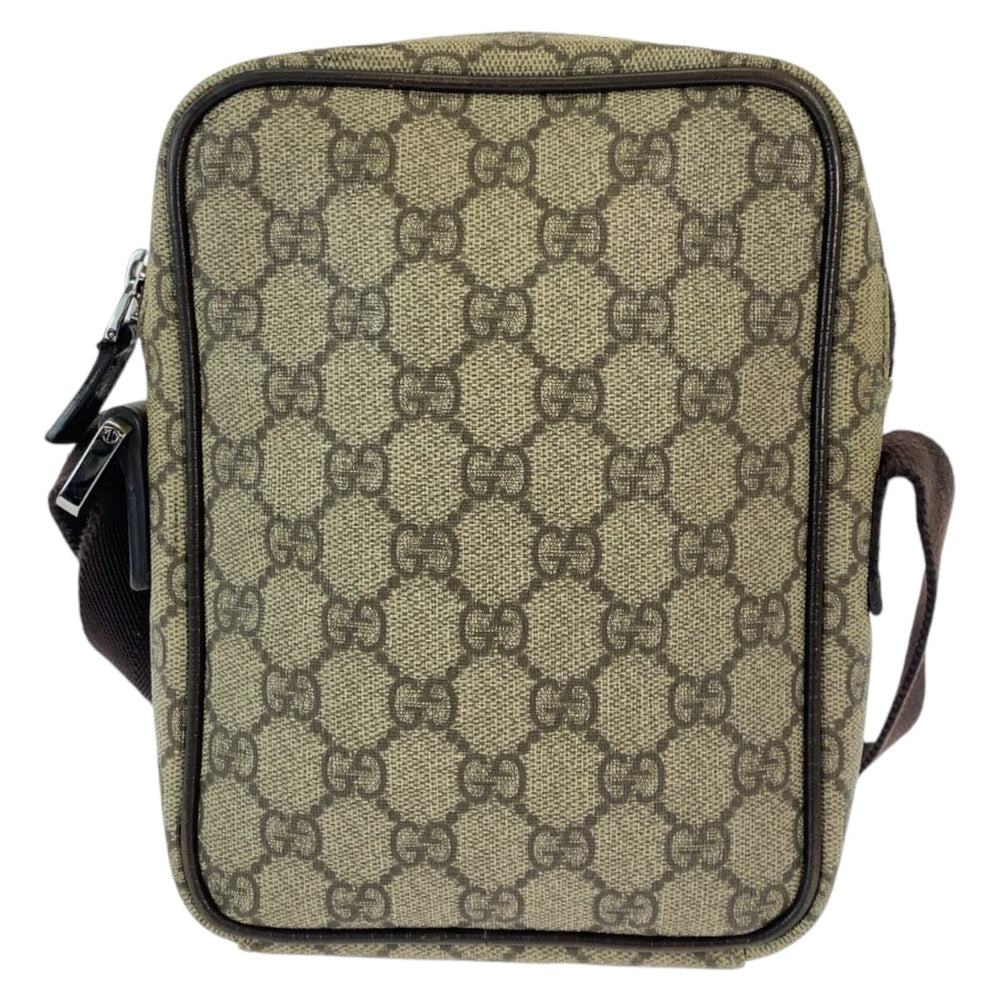GUCCI Shoulder Bag 122754 GG Supreme Canvas Beige Brown SilverMetal Crossbody Shoulder Bag Pochette Women Used Authentic