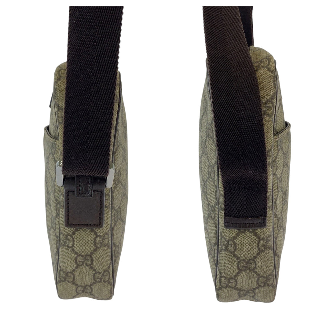 GUCCI Shoulder Bag 122754 GG Supreme Canvas Beige Brown SilverMetal Crossbody Shoulder Bag Pochette Women Used Authentic