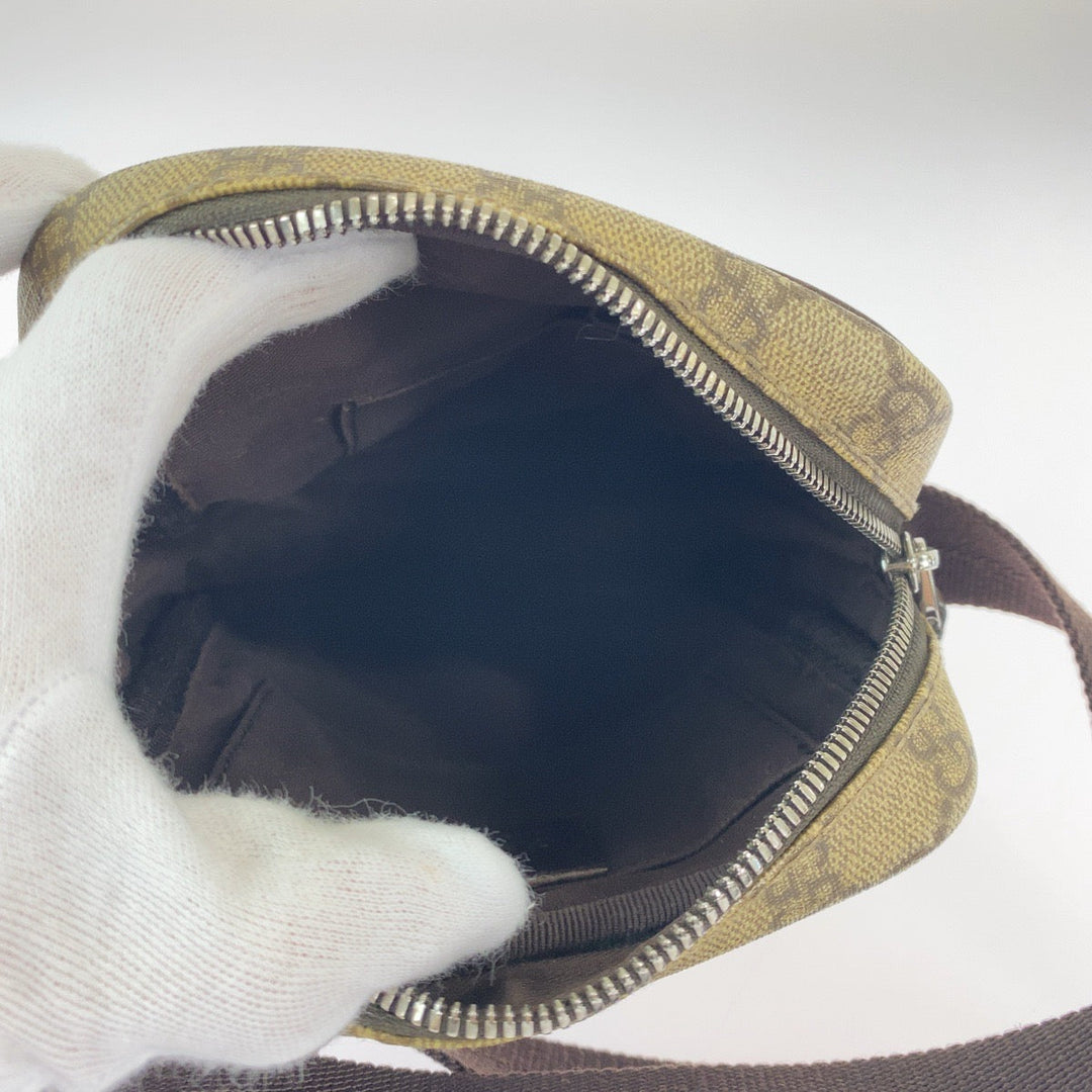 GUCCI Shoulder Bag 122754 GG Supreme Canvas Beige Brown SilverMetal Crossbody Shoulder Bag Pochette Women Used Authentic