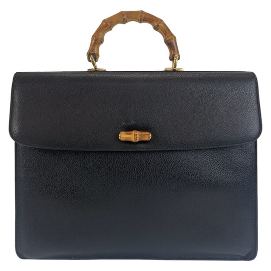 GUCCI Business bag 015.1046.3304 leather Black GoldMetal Business bag briefcase A4 compatible Bamboo Old Gucci mens Used Authentic