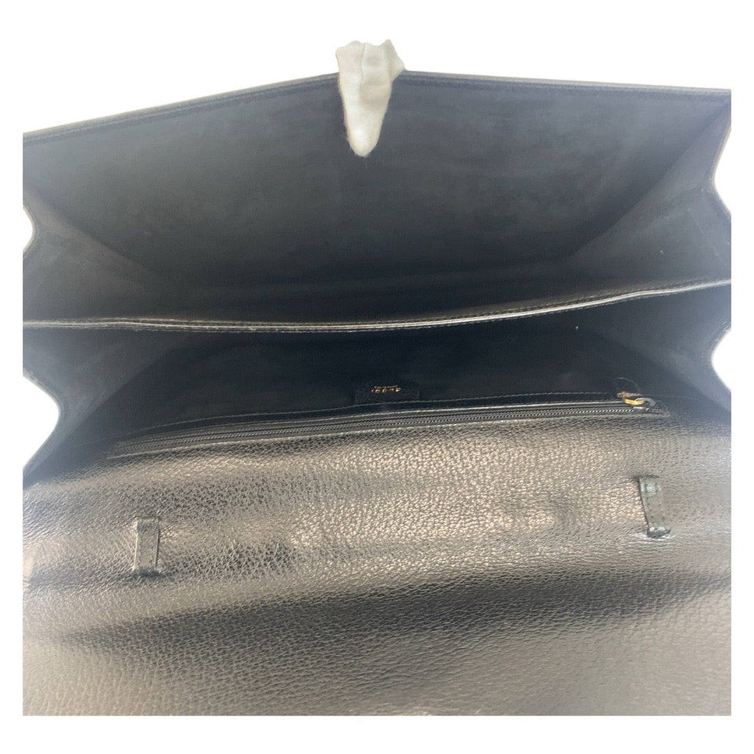 GUCCI Business bag 015.1046.3304 leather Black GoldMetal Business bag briefcase A4 compatible Bamboo Old Gucci mens Used Authentic