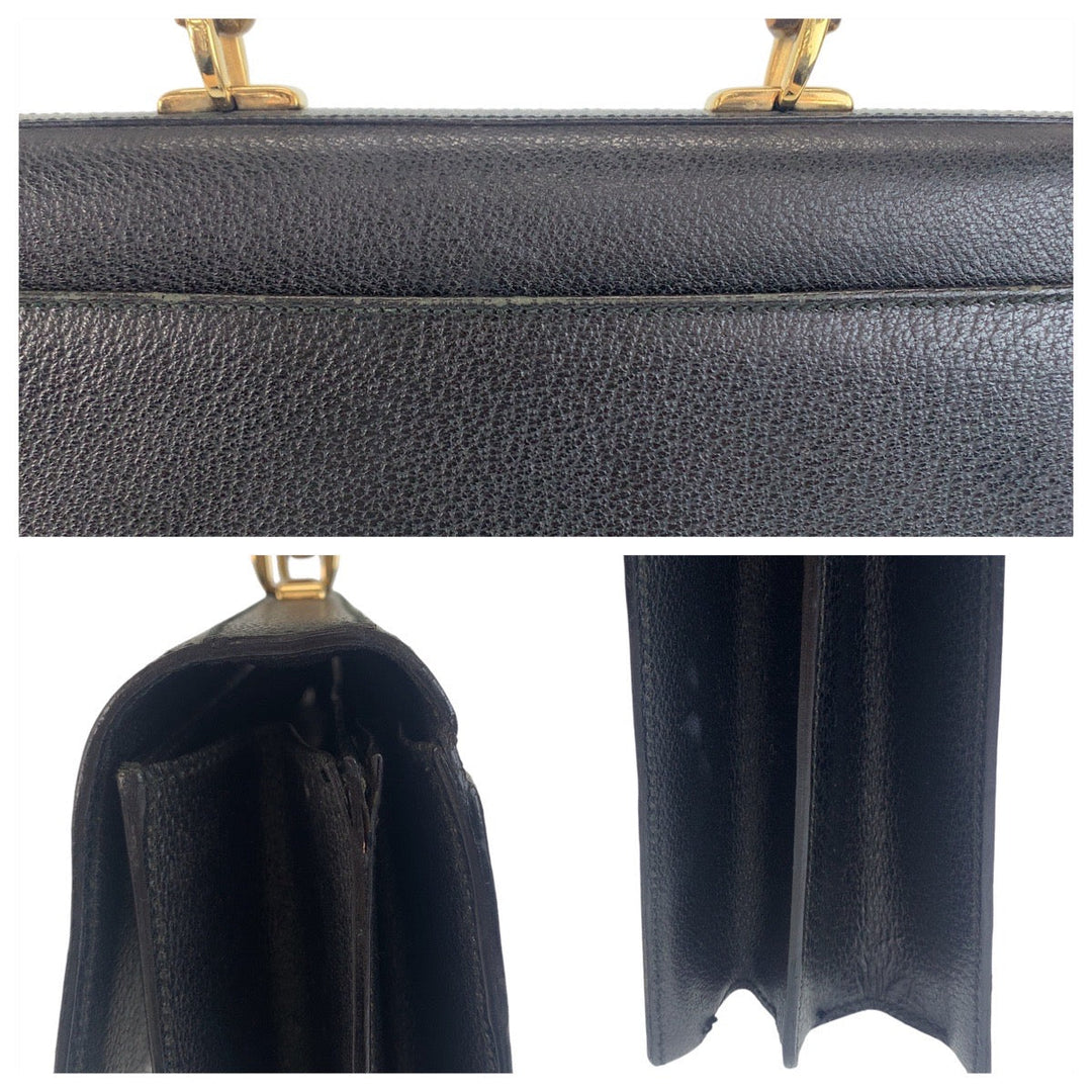 GUCCI Business bag 015.1046.3304 leather Black GoldMetal Business bag briefcase A4 compatible Bamboo Old Gucci mens Used Authentic