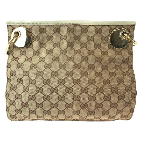 GUCCI Shoulder Bag 120841 GG canvas Brown Beige Gold Metal Shoulder Bag Crossbody Women Used Authentic