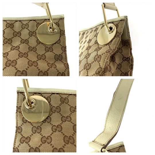 GUCCI Shoulder Bag 120841 GG canvas Brown Beige Gold Metal Shoulder Bag Crossbody Women Used Authentic
