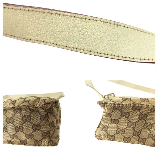 GUCCI Shoulder Bag 120841 GG canvas Brown Beige Gold Metal Shoulder Bag Crossbody Women Used Authentic