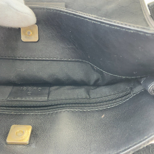 GUCCI Shoulder Bag 91762 GG canvas, leather Black Gold Metal Crossbody Shoulder Bag Pochette mens Used Authentic