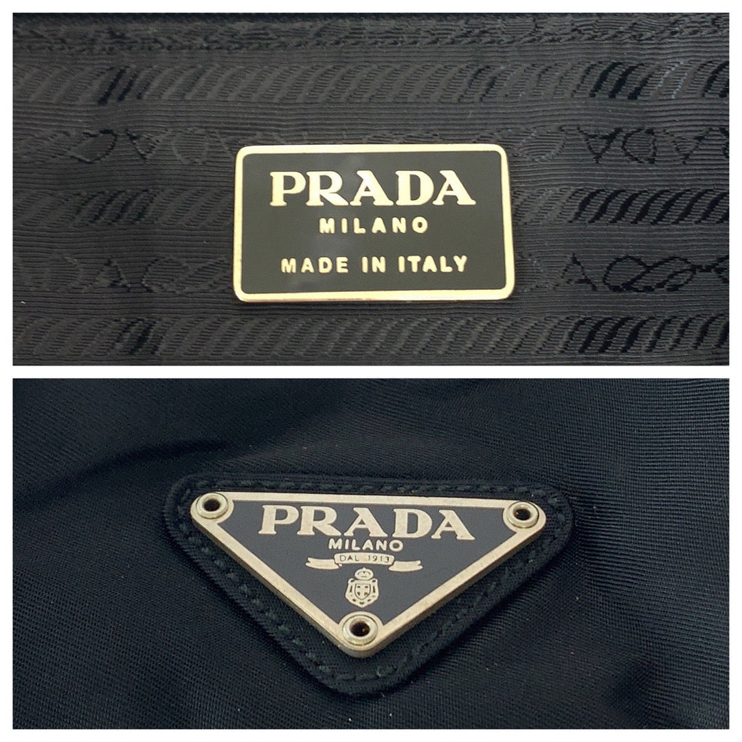 PRADA Shoulder Bag Nylon Black black One Shoulder Bag Handbag Test Triangle With logo Women Used Authentic