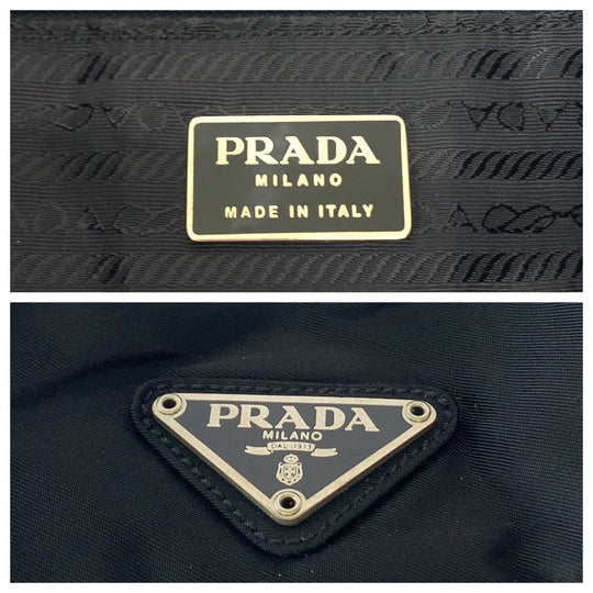 PRADA Shoulder Bag Nylon Black black One Shoulder Bag Handbag Test Triangle With logo Women Used Authentic