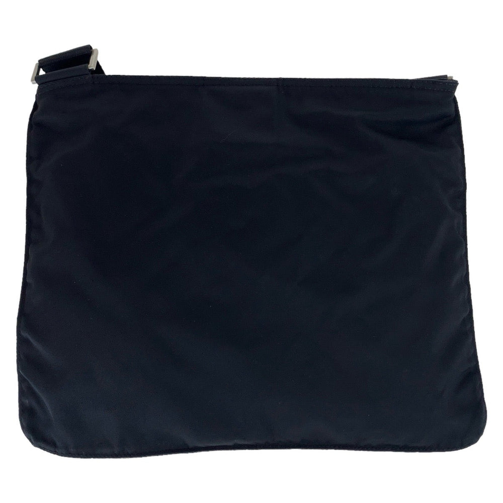 PRADA Shoulder Bag Nylon Black SilverMetal Crossbody Shoulder Bag Pochette Test Triangle With logo Women Used Authentic