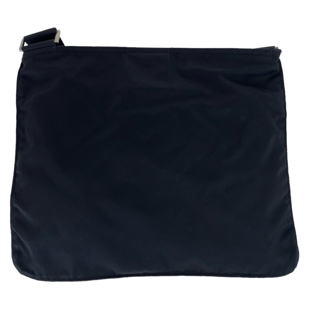 PRADA Shoulder Bag Nylon Black SilverMetal Crossbody Shoulder Bag Pochette Test Triangle With logo Women Used Authentic