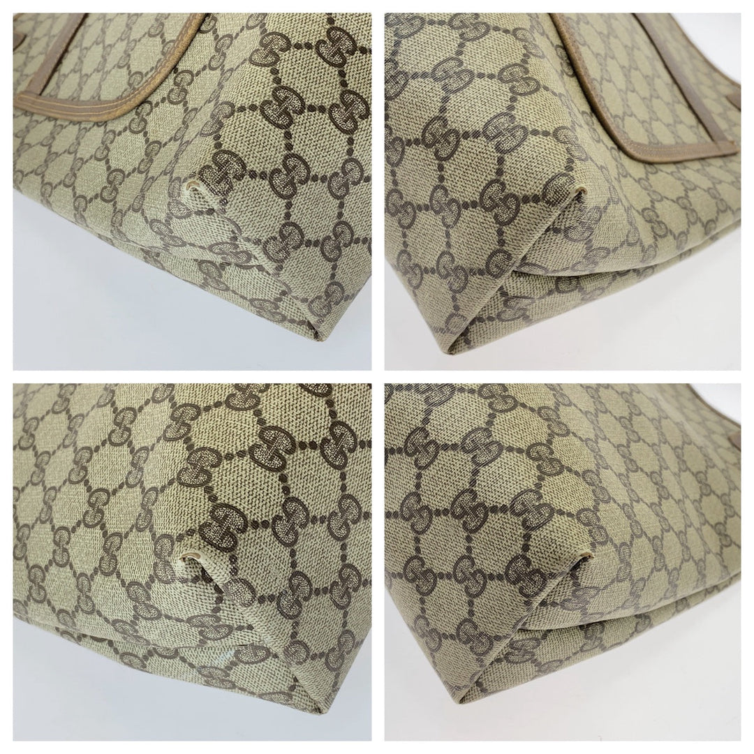 GUCCI Tote Bag 120 02 003 GG Supreme canvas, leather Brown Silver Metal Tote Bag Shoulder Bag Unisex A4 Storage Old Gucci Shelly Line Interlocking Women Used Authentic