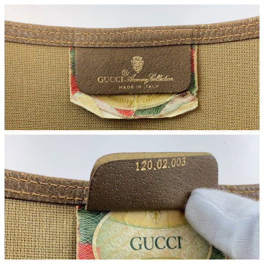GUCCI Tote Bag 120 02 003 GG Supreme canvas, leather Brown Silver Metal Tote Bag Shoulder Bag Unisex A4 Storage Old Gucci Shelly Line Interlocking Women Used Authentic