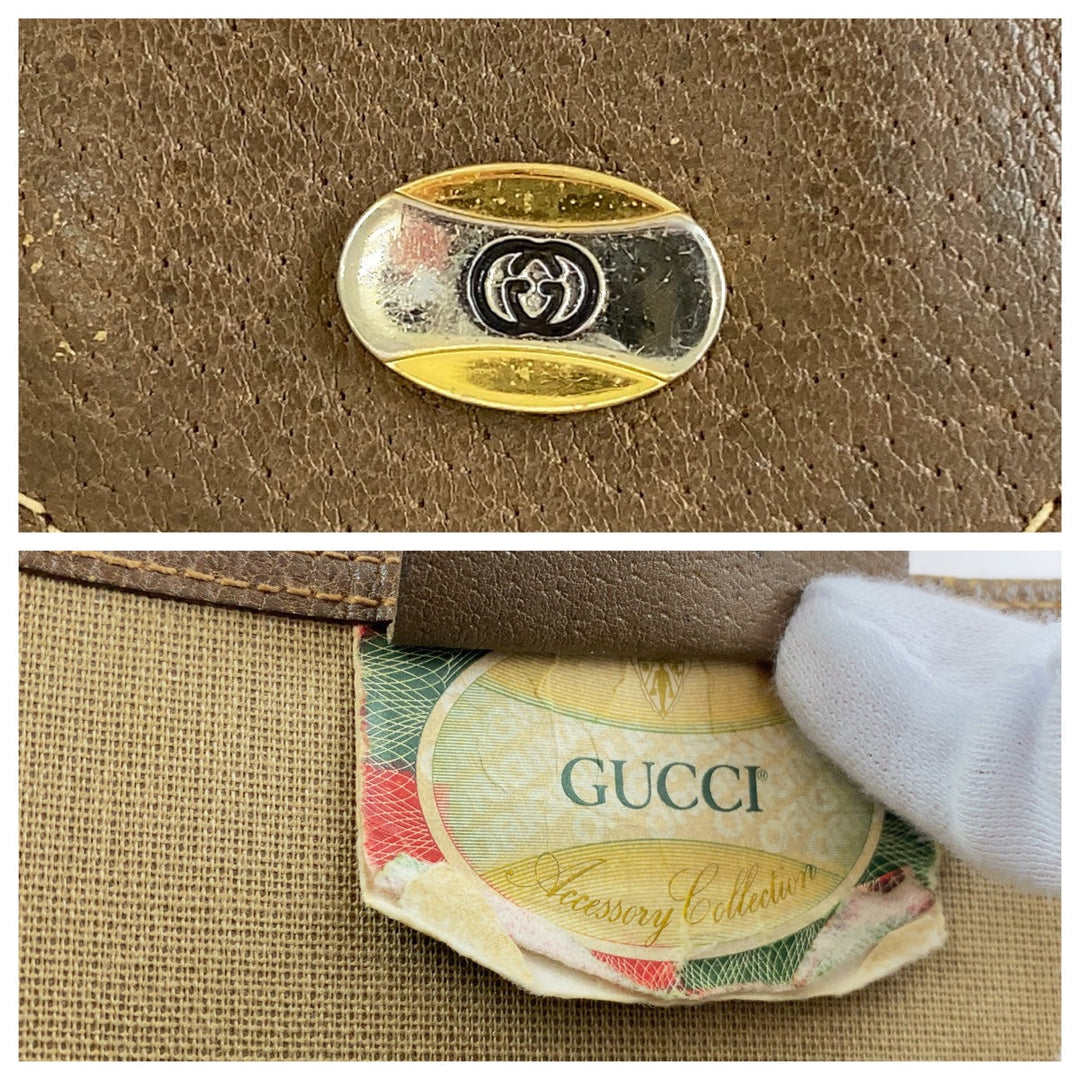GUCCI Tote Bag 120 02 003 GG Supreme canvas, leather Brown Silver Metal Tote Bag Shoulder Bag Unisex A4 Storage Old Gucci Shelly Line Interlocking Women Used Authentic