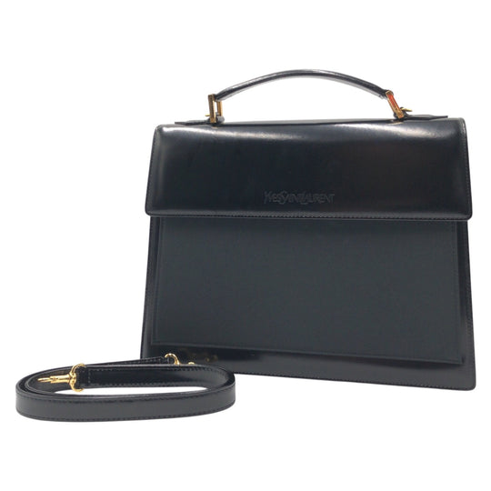 Yves Saint Laurent Handbag enamel Black Gold Metal Handbag Shoulder Bag Women Used Authentic