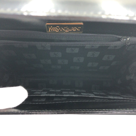 Yves Saint Laurent Handbag enamel Black Gold Metal Handbag Shoulder Bag Women Used Authentic