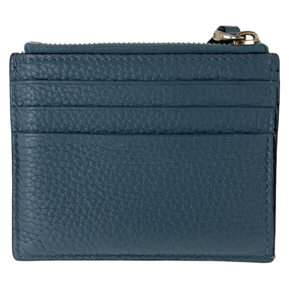 VALENTINO Card Case leather Navy Gold Metal Coin case Card case Fragment case Rock studs Women Used Authentic