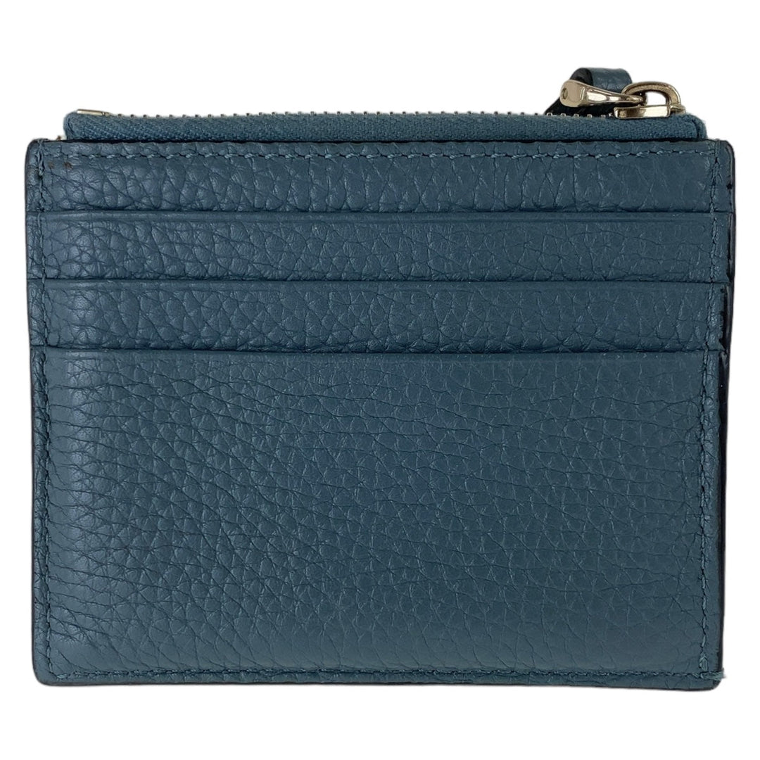 VALENTINO Card Case leather Navy Gold Metal Coin case Card case Fragment case Rock studs Women Used Authentic