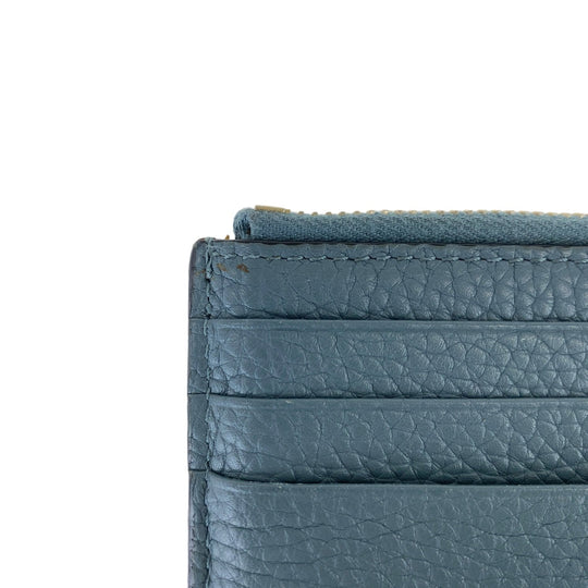 VALENTINO Card Case leather Navy Gold Metal Coin case Card case Fragment case Rock studs Women Used Authentic