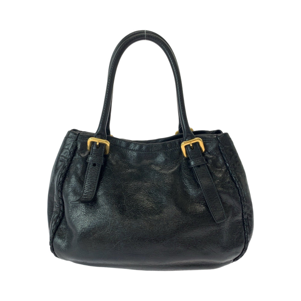 PRADA Tote Bag BN1867 leather Black GoldMetal Tote Bag Shoulder Bag Handbag Vittello Shine ribbon Women Used Authentic