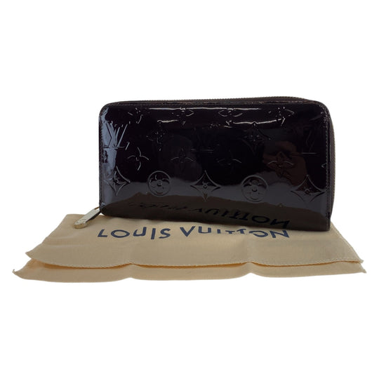 LOUIS VUITTON Long Wallet Purse M93522 Patent leather Amaranth Wine Red Gold Metal Long Wallet Purse Long wallet unisex Vernis Zippy wallet Women Used Authentic