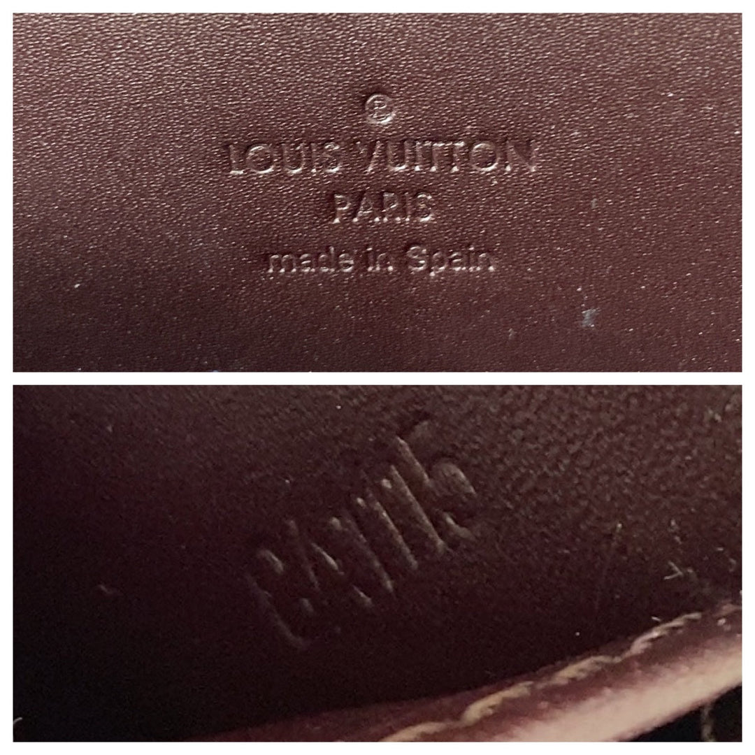 LOUIS VUITTON Long Wallet Purse M93522 Patent leather Amaranth Wine Red Gold Metal Long Wallet Purse Long wallet unisex Vernis Zippy wallet Women Used Authentic
