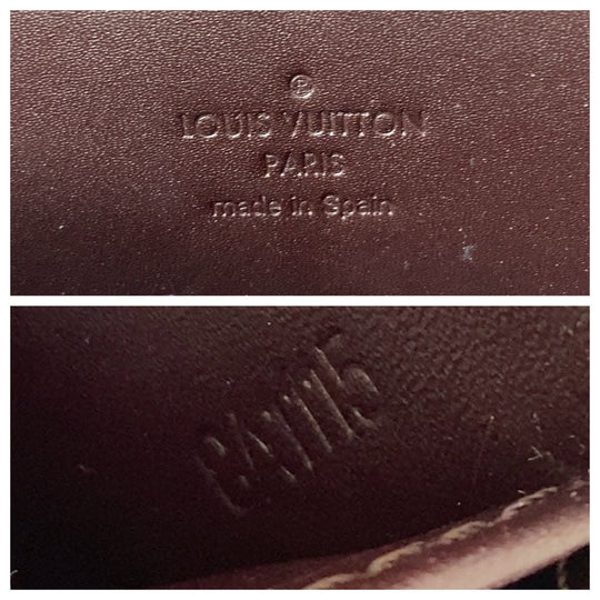 LOUIS VUITTON Long Wallet Purse M93522 Patent leather Amaranth Wine Red Gold Metal Long Wallet Purse Long wallet unisex Vernis Zippy wallet Women Used Authentic