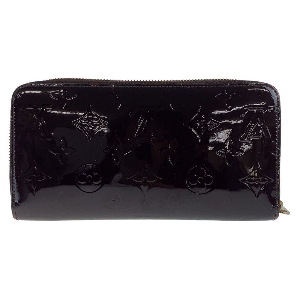 LOUIS VUITTON Long Wallet Purse M93522 Patent leather Amaranth Wine Red Gold Metal Long Wallet Purse Long wallet unisex Vernis Zippy wallet Women Used Authentic