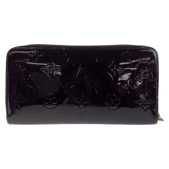 LOUIS VUITTON Long Wallet Purse M93522 Patent leather Amaranth Wine Red Gold Metal Long Wallet Purse Long wallet unisex Vernis Zippy wallet Women Used Authentic