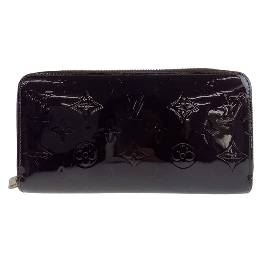 LOUIS VUITTON Long Wallet Purse M93522 Patent leather Amaranth Wine Red Gold Metal Long Wallet Purse Long wallet unisex Vernis Zippy wallet Women Used Authentic