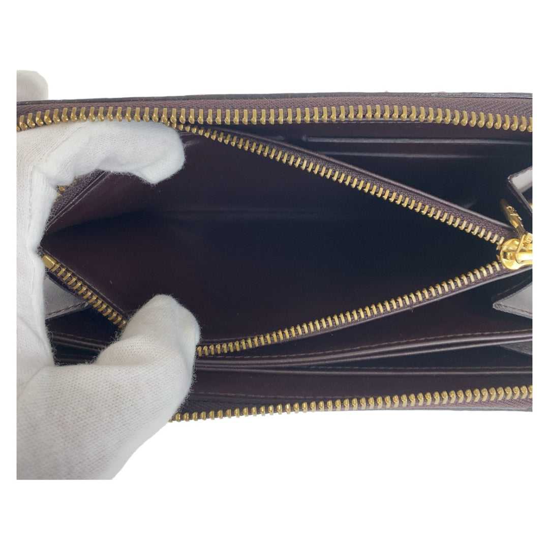 LOUIS VUITTON Long Wallet Purse M93522 Patent leather Amaranth Wine Red Gold Metal Long Wallet Purse Long wallet unisex Vernis Zippy wallet Women Used Authentic
