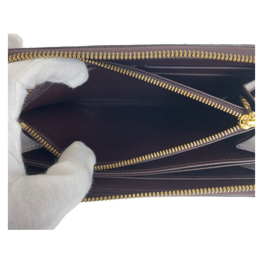 LOUIS VUITTON Long Wallet Purse M93522 Patent leather Amaranth Wine Red Gold Metal Long Wallet Purse Long wallet unisex Vernis Zippy wallet Women Used Authentic