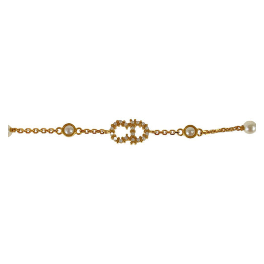Dior bracelet Metal, Faux Pearl gold bracelet CD logo Women Used Authentic