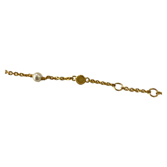 Dior bracelet Metal, Faux Pearl gold bracelet CD logo Women Used Authentic