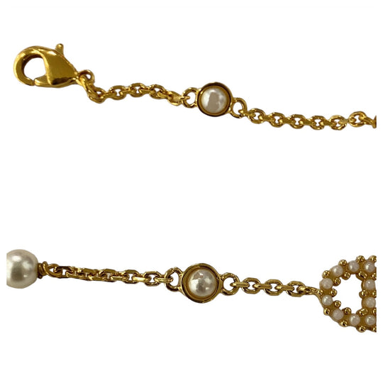 Dior bracelet Metal, Faux Pearl gold bracelet CD logo Women Used Authentic