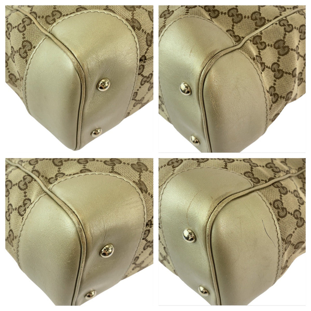 GUCCI Tote Bag 257061 GG canvas, leather Beige Gold GoldMetal Tote Bag Shoulder Bag Mayfair Women Used Authentic