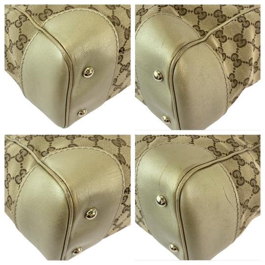 GUCCI Tote Bag 257061 GG canvas, leather Beige Gold GoldMetal Tote Bag Shoulder Bag Mayfair Women Used Authentic