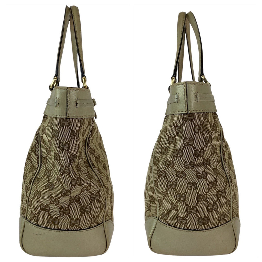GUCCI Tote Bag 257061 GG canvas, leather Beige Gold GoldMetal Tote Bag Shoulder Bag Mayfair Women Used Authentic