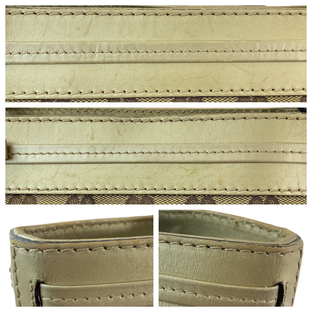 GUCCI Tote Bag 257061 GG canvas, leather Beige Gold GoldMetal Tote Bag Shoulder Bag Mayfair Women Used Authentic