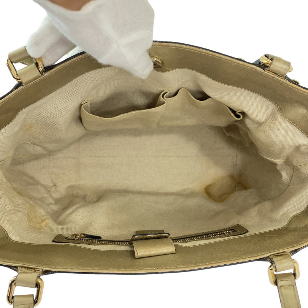 GUCCI Tote Bag 257061 GG canvas, leather Beige Gold GoldMetal Tote Bag Shoulder Bag Mayfair Women Used Authentic