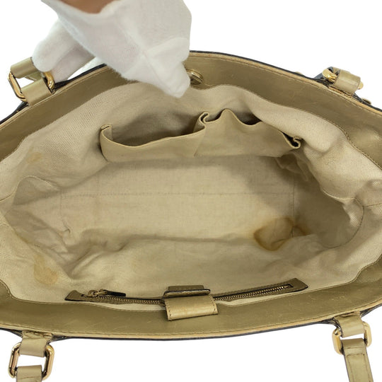 GUCCI Tote Bag 257061 GG canvas, leather Beige Gold GoldMetal Tote Bag Shoulder Bag Mayfair Women Used Authentic