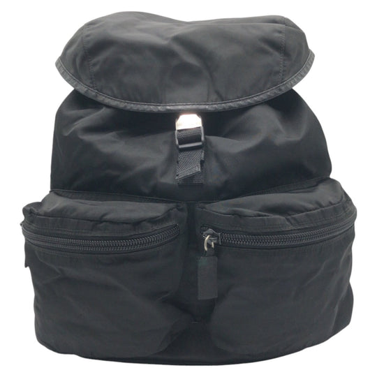 PRADA Backpack Nylon Black black Backpack Backpack Test Triangular logo Women Used Authentic