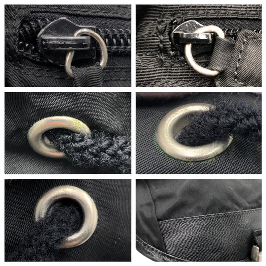 PRADA Backpack Nylon Black black Backpack Backpack Test Triangular logo Women Used Authentic
