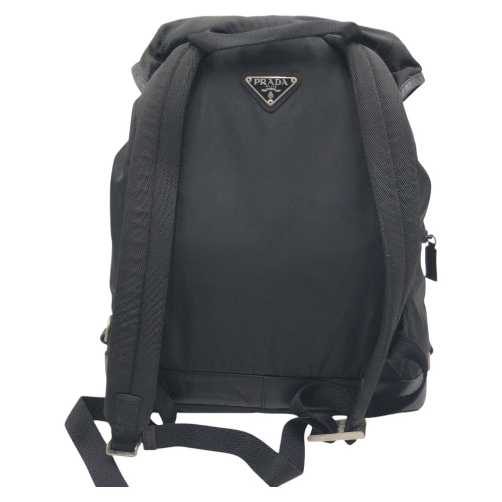 PRADA Backpack Nylon Black black Backpack Backpack Test Triangular logo Women Used Authentic