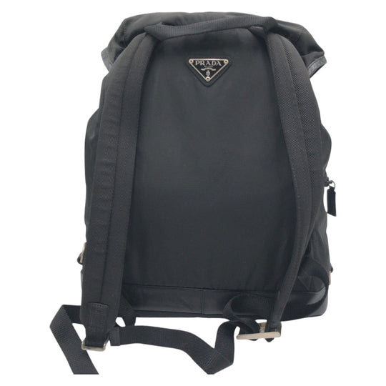 PRADA Backpack Nylon Black black Backpack Backpack Test Triangular logo Women Used Authentic