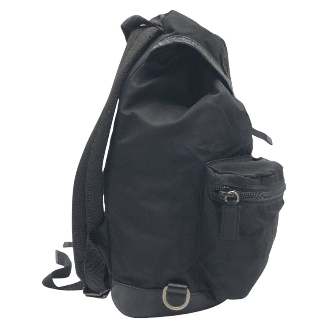 PRADA Backpack Nylon Black black Backpack Backpack Test Triangular logo Women Used Authentic