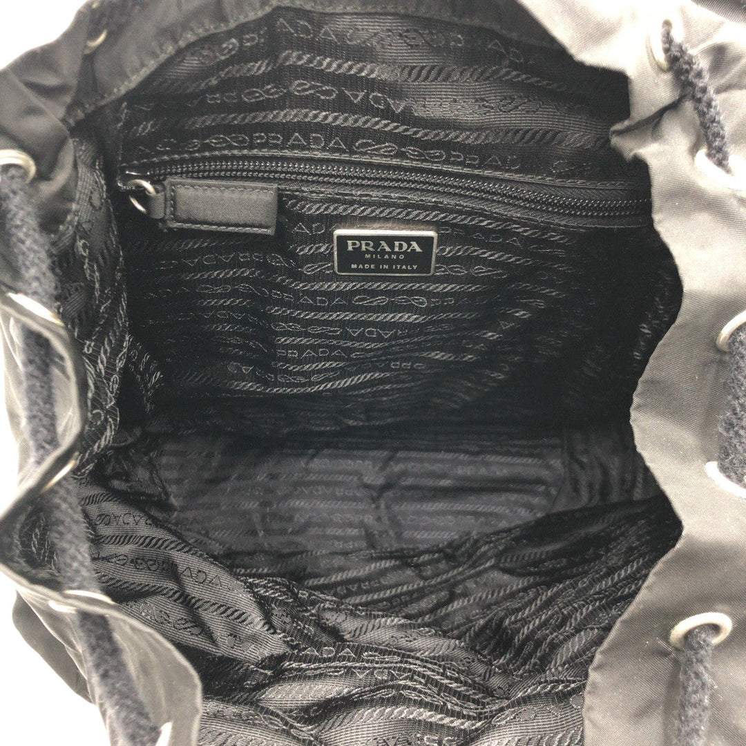 PRADA Backpack Nylon Black black Backpack Backpack Test Triangular logo Women Used Authentic