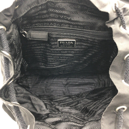 PRADA Backpack Nylon Black black Backpack Backpack Test Triangular logo Women Used Authentic
