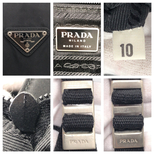 PRADA Backpack Nylon Black black Backpack Backpack Test Triangular logo Women Used Authentic